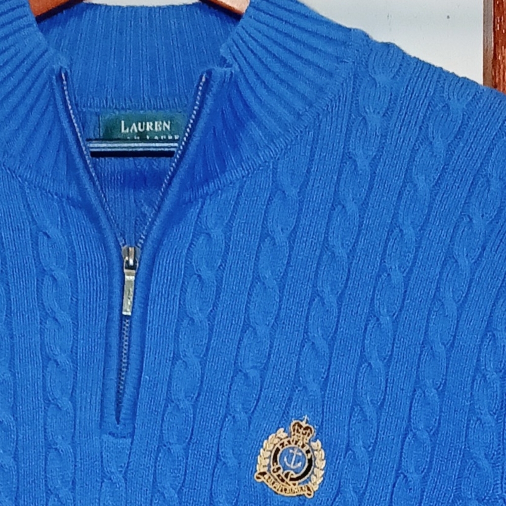 Lauren Ralph Lauren Heavy Cable Knit 1/4 zip Sweater Size XXL